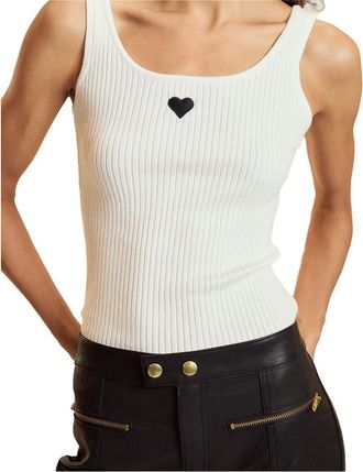 Cynthia Rowley Heart Rib Tank in White at Nordstrom, Size X-Small