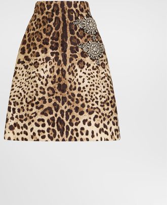 Dolce & Gabbana Leo-print Brocade Skirt - Woman Skirts Animal Print 40