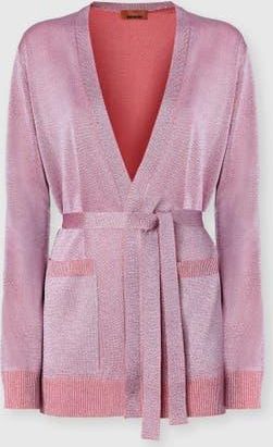 Missoni Viscose Lam&eacute; Cardigan With Belt in Lilac& Pink at Nordstrom, Size 44 It
