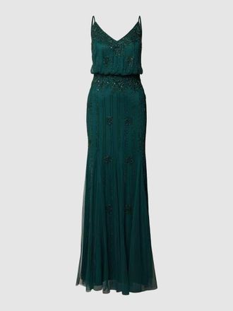 Lace & Beads Abendkleid mit Zierbesatz in Dunkelgruen, Größe XXS