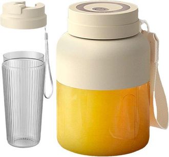 No Brand Batidora Port&aacute;til Inal&aacute;mbrica Para Cremas Con Doble Vaso Y Doble Tapa (800 Ml) - Recargable, Con Cuchillas Afiladas, Para Batidos Y Zumos Frescos