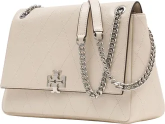 Tory Burch Womens Charlie Shoulder Bag Beige Lambskin