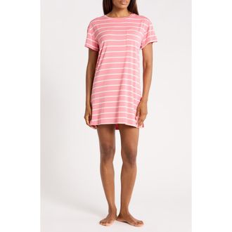 Nordstrom Rack Tranquility Short Sleeve Nightshirt in Pink Q- Ivory Horizon Stripe at Nordstrom Rack, Size X-Small