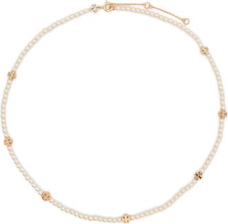 Tory Burch Nep Parels Kreeftklauw Ketting - Dames - Kettingen - Geel - ONE Size - Accessoires