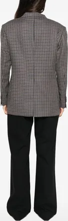 Tagliatore Houndstooth Double-Breasted Wool Blazer - Grey