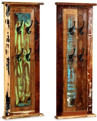 vidaXL Vidaxl - Appendiabiti 2 pz in Legno Massello di Recupero 38x100 cm