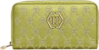 Philipp Plein Portemonnee met rits - Dames - Portefeuilles - Groen - ONE Size - Leer - Accessoires