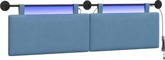 vidaXL Cabecero Colgante Azul Tela De Pana Vidaxl