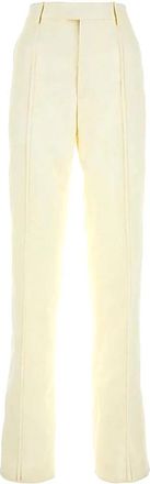 Bottega Veneta Pantalone - Dames - Wijde Broeken - Beige - 3XS - Katoen - Broeken