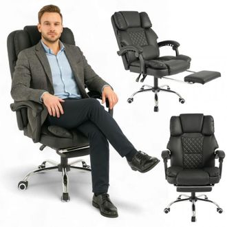OEM Silla De Oficina Giratoria Master Prestige Con Reposapi&eacute;s Y Masajeador - Piel Ecol&oacute;gica Negra Ko42cz