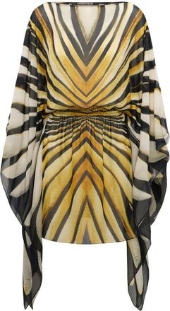Roberto Cavalli Ray of Gold print chiffon silk dress - women - Silk - 40