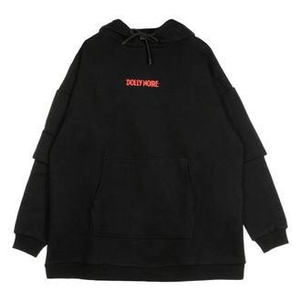 Dolly Noire Zwarte Glitch Dames Hoodie - Dames - Hoodies - Zwart - S - Hoodies & sweatvesten