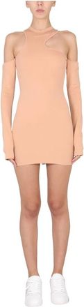 Off-white Asymmetrische Mini Jurk - Dames - Korte kleedjes - Bruin - S - Kleedjes
