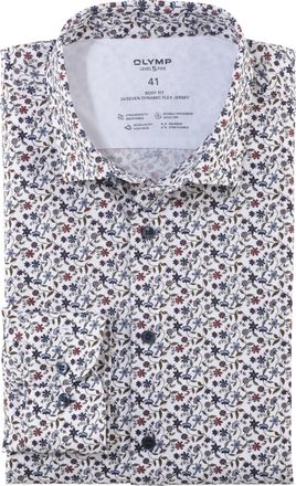 Olymp Level Five 24/Seven Mens Long-Sleeved Shirt, Digital Print on Jersey, 24/7 - Level 5.18 New York Kent, Olive 47, 17