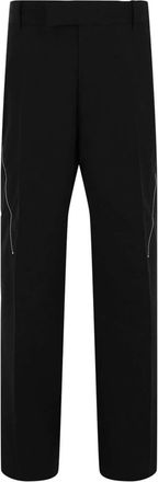 Ferragamo Mens Zip-Detail Tailored Trousers In Black Red