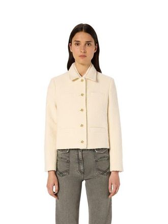 Gerard Darel Norine Short Tweed Jacket in Ecru at Nordstrom, Size 12