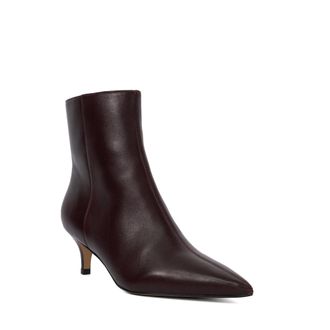 Dune London Womens Ladies Offer - Pointed Toe Kitten Heel Boots - Dark Brown Leather - Size UK 7