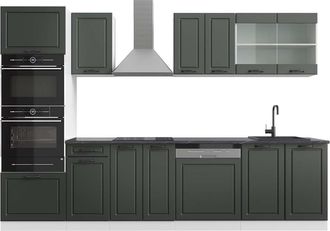 Vicco Mueble De Cocina R-line, Antracita Casa De Campo/blanco, 300 Cm Con Armario Alto, Et Antracita