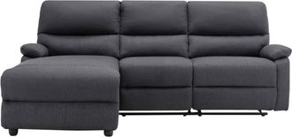 VENTE-UNIQUE.COM Sofá rinconera poliéster 4 plazas gris antracita 234x170cm