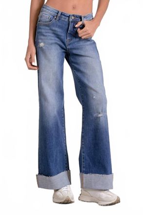 Elan Jett Cuffed Bottom Jean In Denim Wash