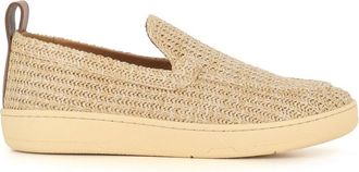 Lanvin Beige Slipper van Raffia met Leren Details - Heren - Loafers - Beige - 45 EU - Leer - Schoenen