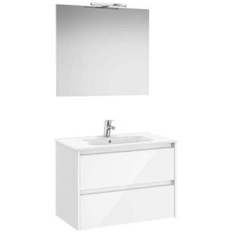 Roca Mueble Lavabo 800mm Tenet 2 Cajones + Espejo Y Aplique Led Blanco Brillo.-roca: Dise&ntilde;o, Innovaci&oacute;n Y Calidad