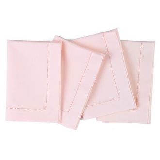 Solino Home Linen Dinner Napkins - Cotton Linen Hemstitch, 20 x 20 in Pink at Nordstrom, Size Large