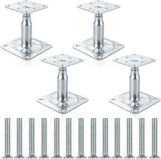 OEM [nunca Usado] Juego De 4 Soportes Para Postes Regulables, Galvanizados, De 100 A 150 Mm, Altura Regulable, Para Vallas, Refugios, Cocheras, P&eacute;rgolas, 