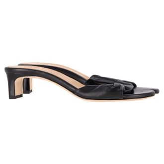 032c Dear Frances Twisted Slide Sandals in Black Leather