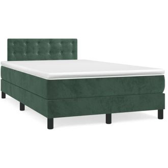 vidaXL Vidaxl - Cama Box Spring Con Colch&oacute;n Terciopelo Verde Oscuro 120x190 Cm