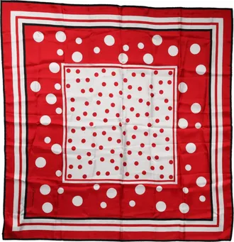 Dolce & Gabbana Womens Red White Polka Dot Square Foulard 90cm X 88cm Scarf And Silk