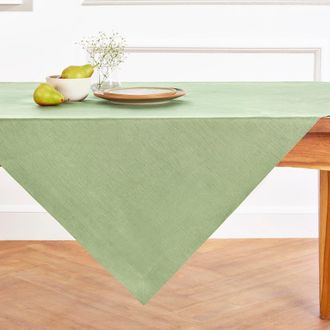 Solino Home Linen Table Throw 52 x 52 Inch for Dining Table, Holiday and Everyday Table Decor - Fete in Laurel Green at Nordstrom, Size Medium