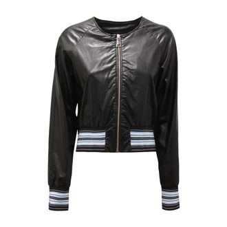 Jijil Light Jackets, female, Black, S, Eco Leather Jacket Black/White/Cloud
