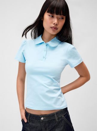 Twik Womens Scalloped polo collar T-shirt