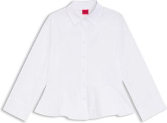 HUGO BOSS Slim-fit blouse in cotton with peplum hem