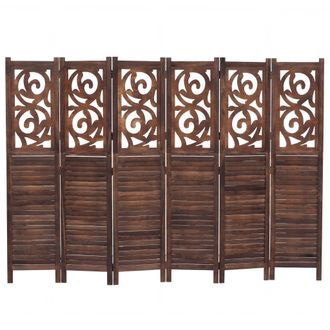 Hhg Biombo T568, Separador De Ambientes, Mampara, Protecci&oacute;n Visual, Divisi&oacute;n De Espacios, Con Adornos, Plegable, Madera De Paulownia, 170 X 240 Cm, Marr&oacute;