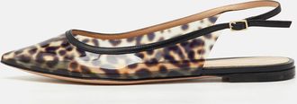 Gianvito Rossi Black/brown Pvc Animal Print Slingback Flats