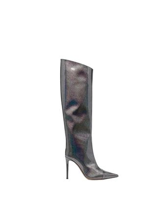 Generic Womens Patent Leather High Heel Boots Print Knee Popular Party Boots