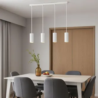 Globo Lighting Luce A Sospensione Luce A Sospensione Per Tavolo Da Pranzo 4 Fiamme Luce A Soffitto Bianca A Sospensione, Metallo Alluminio, 4x Prese Gu10, Lxlxh 61x6