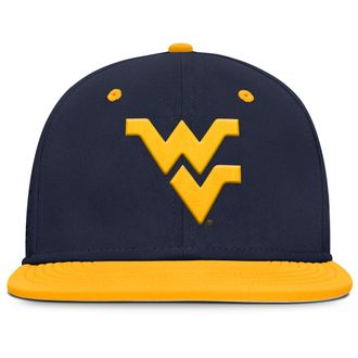 Nike West Virginia Mountaineers Dugout True Mens Nike Mens Dri-FIT College Fitted Hat in Blue | NC1419MCWVN-J26