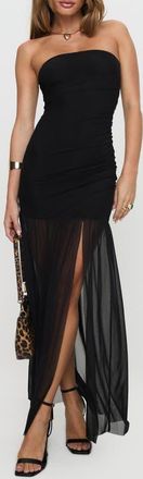 Princess Polly Decadent Strapless Mesh Maxi Dress in Black at Nordstrom, Size 4