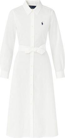 Ralph Lauren White Logo Shirt Collar Midi Dress