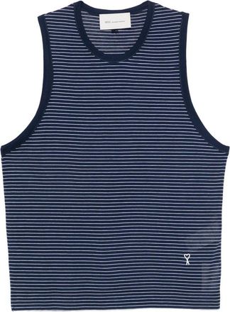Ami Classic Fit Striped Tank Top With Ami de Coeur Patch