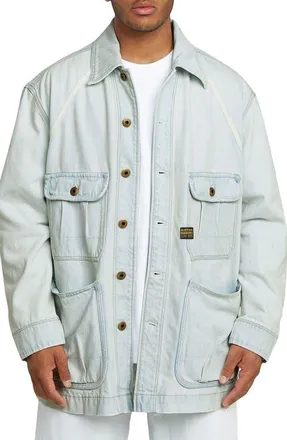 G-Star Oversize Cotton Denim Chore Coat in Beached Faded Clifton Blue at Nordstrom, Size X-Large