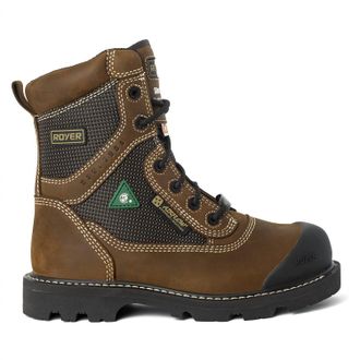 Royer Cosm&eacute;tique Mens Flx Composite Safety Toe Lace Up Leather Boots In Brown