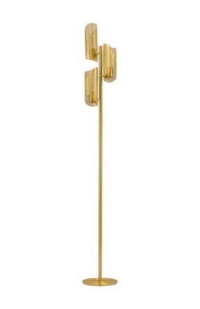 Brightech Lyra 71 Mid-Century Modern LED Floor Lamp with Metal Cylinder Shades in Antique Brass at Nordstrom