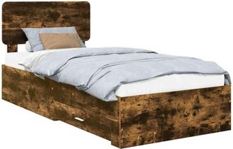 vidaXL Bed Frame with Headboard Smoked Oak 75 x 190 cm Engineered Wood vidaXL
