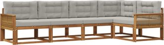 vidaXL Conjunto De Sof&aacute;s De Exterior 5 Uds. Natural Y Gris Claro Vidaxl
