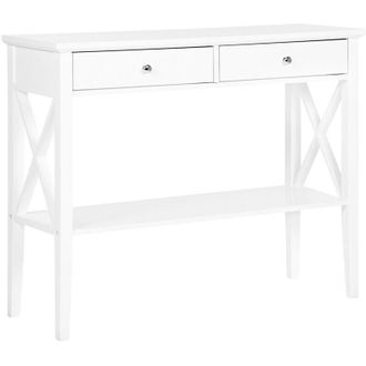 Beliani Tavolino consolle bianco con 2 cassetti Avenue