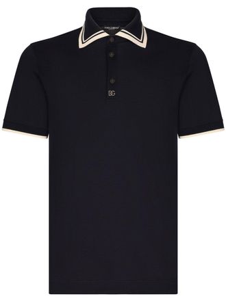 Dolce & Gabbana embroidered-logo short-sleeve polo shirt - Blue